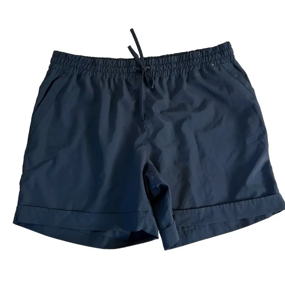 Set of 2 Mondetta Women’s Black & Blue Cuffed Athletic Shorts Elastic Waist XL